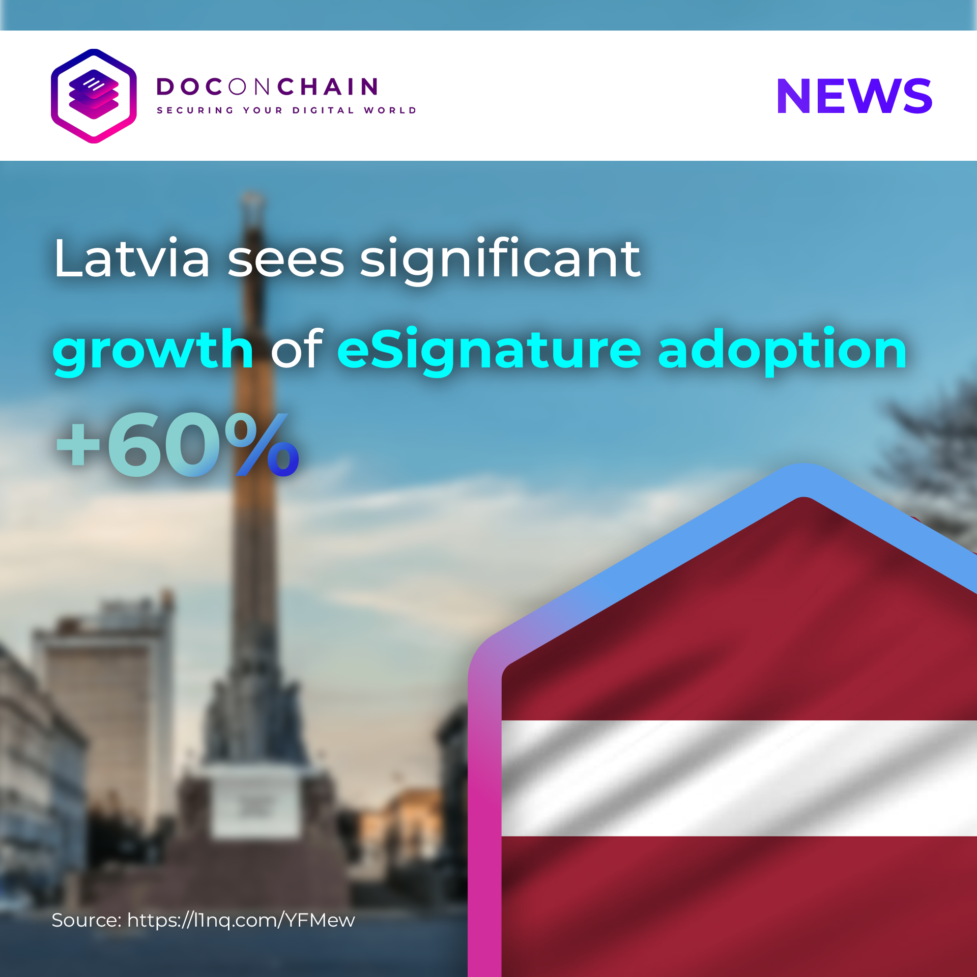DOCONCHAIN news graphic: Latvia e-signature adoption growth