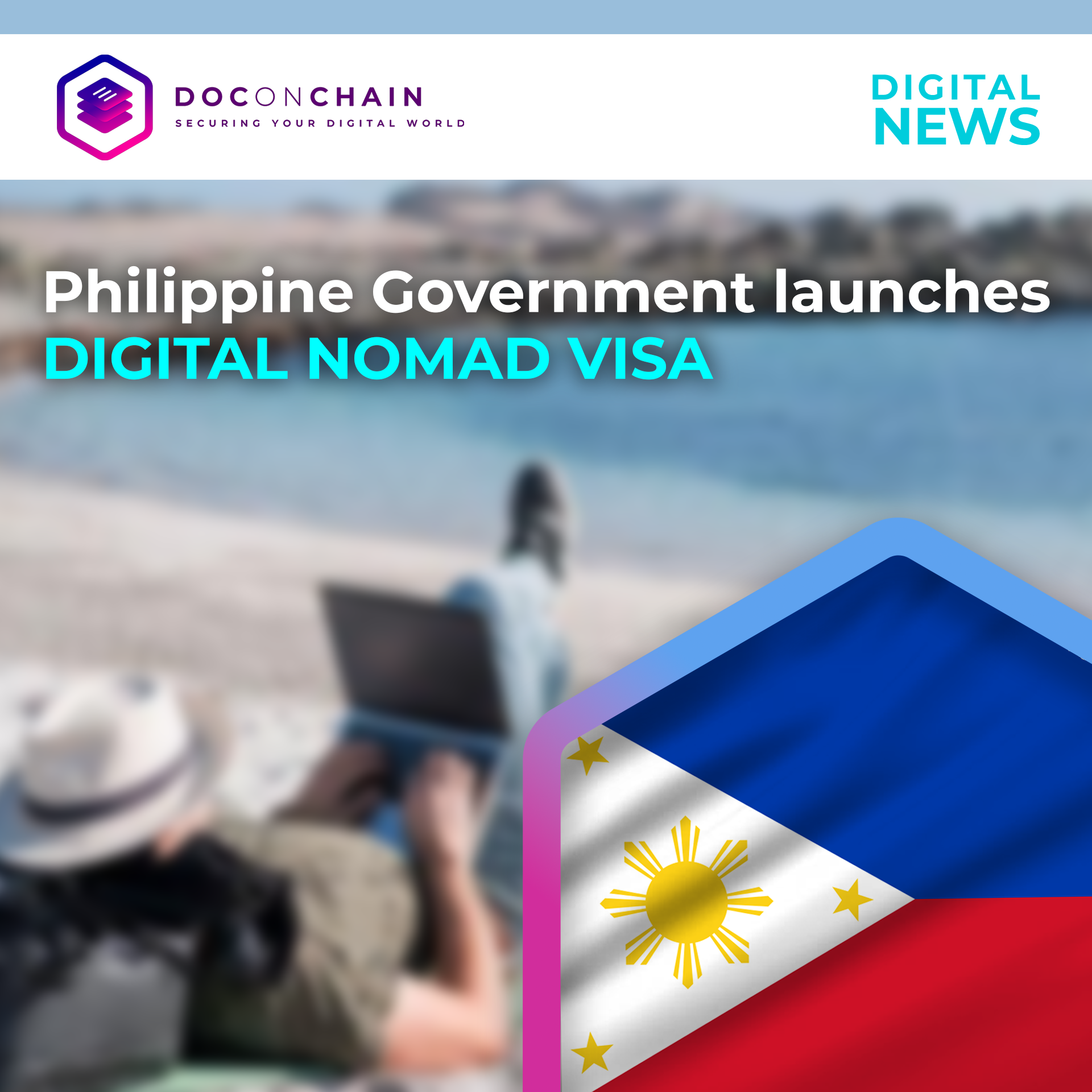 A person working while on the beach to represent digital nomad which was promoted by Philippine Government